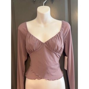 Elegant Mauve Long Sleeve Blouse